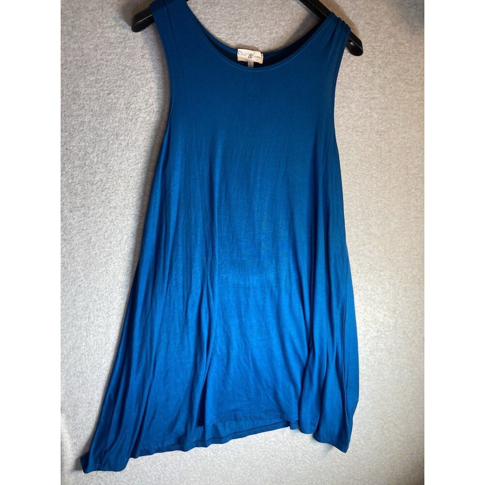 Thyme & Honey Dress Sz Large Blue Swing Tshirt Super Soft Stretch Sleeveless